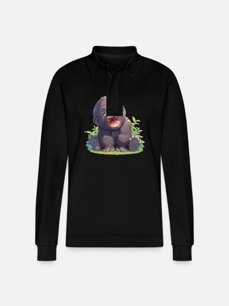 Gorillas Gorilla - Stanley/Stella Organic Unisex Long-Sleeved Polo Shirt Prepster - black