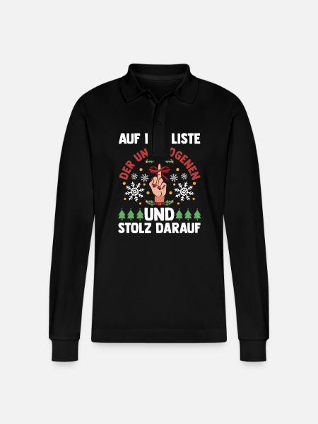 Santa Claus Naughty Christmas - Stanley/Stella Organic Unisex Long-Sleeved Polo Shirt Prepster - black
