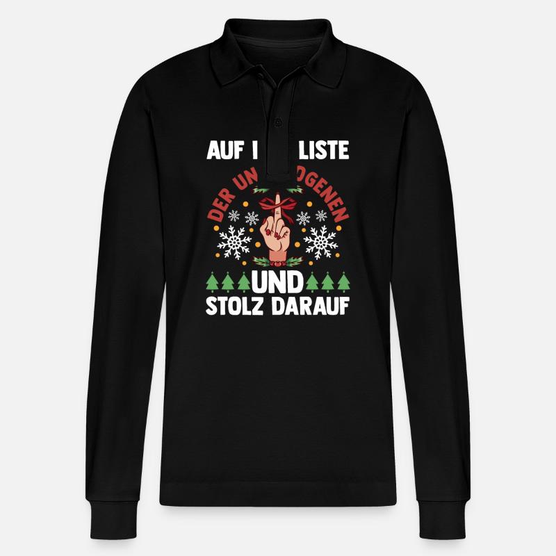 Weihnachtsmann Unartig Weihnachten - Stanley/Stella Unisex Bio-Langarm-Poloshirt Prepster - Schwarz