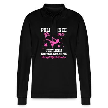Pole Dance - Stanley/Stella Organic Unisex Long-Sleeved Polo Shirt Prepster - black - Front - Anna (173cm) & Nico (186cm)