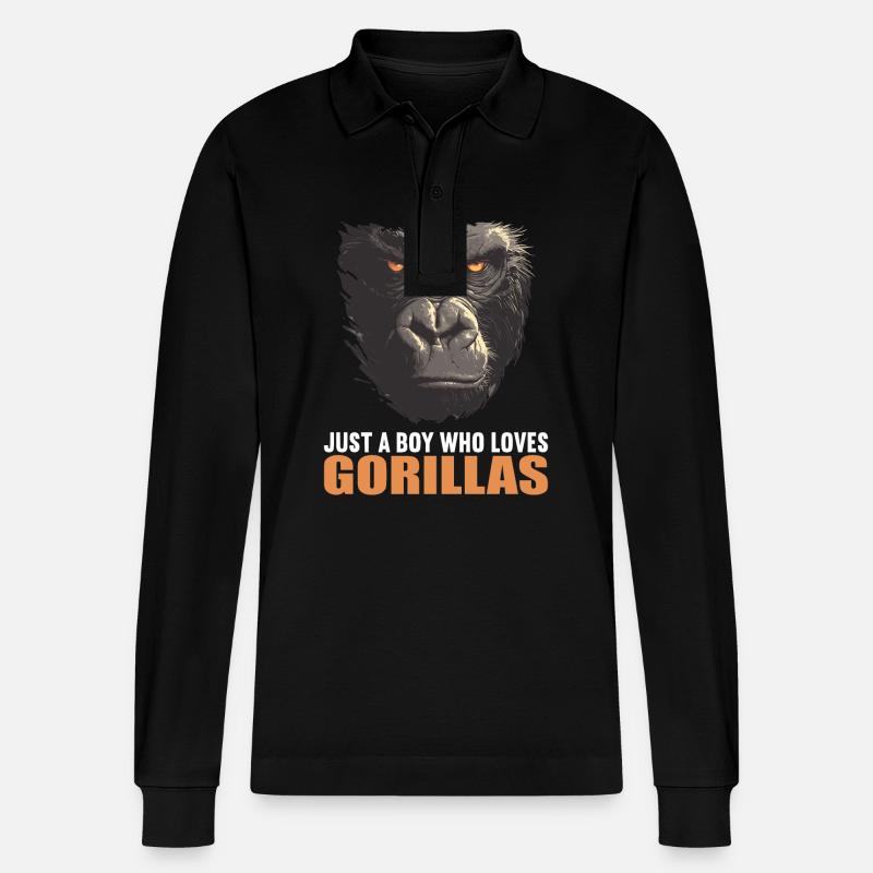 Gorillas Gorilla - Stanley/Stella Organic Unisex Long-Sleeved Polo Shirt Prepster - black