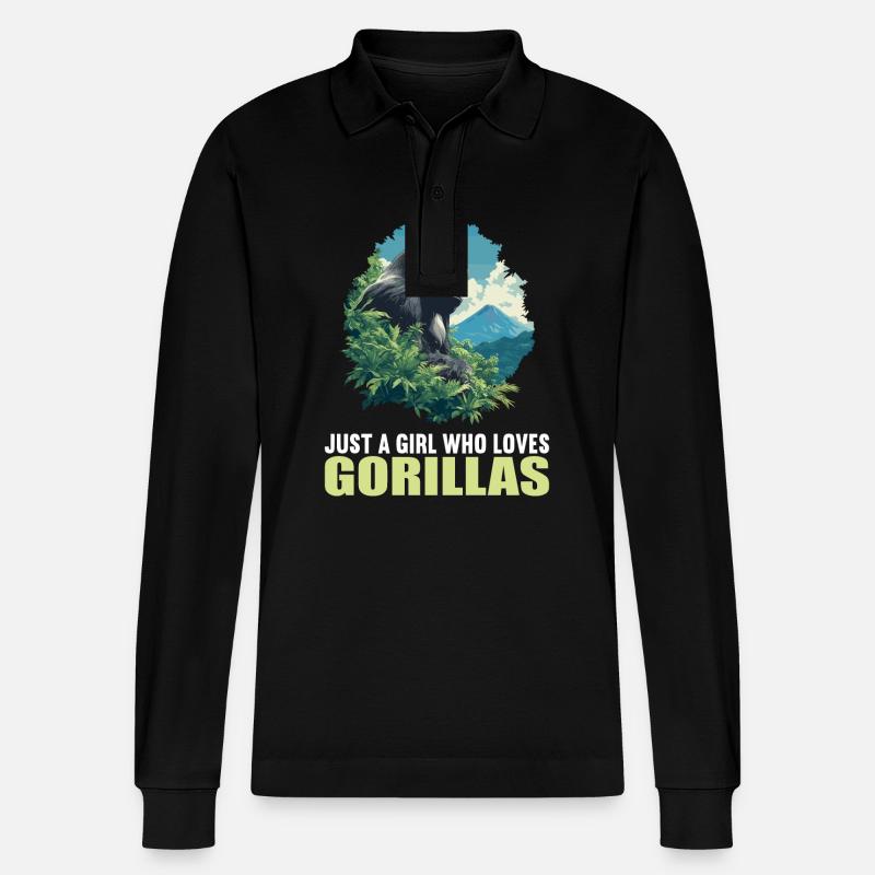 Gorillas Gorilla - Stanley/Stella Unisex Bio-Langarm-Poloshirt Prepster - Schwarz
