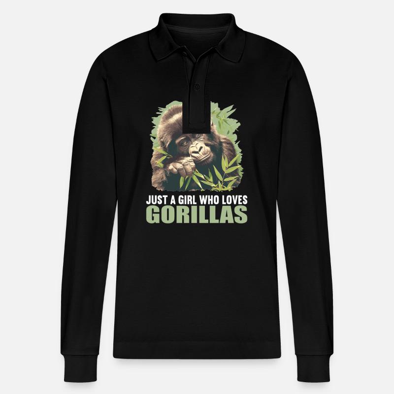 Gorillas Gorilla - Stanley/Stella Unisex Bio-Langarm-Poloshirt Prepster - Schwarz