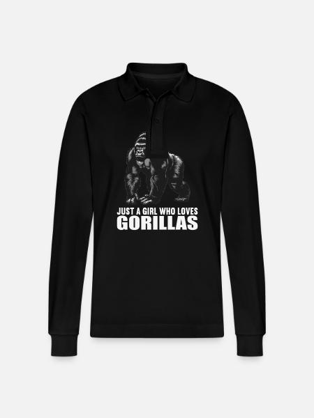 Gorillas Gorilla - Stanley/Stella Organic Unisex Long-Sleeved Polo Shirt Prepster - black