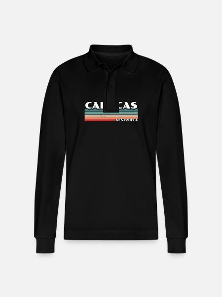 Caracas Venezuela Venezuelans Venezuelans - Stanley/Stella Organic Unisex Long-Sleeved Polo Shirt Prepster - black