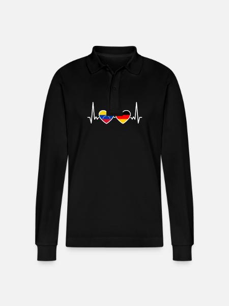 Venezuela Germany Flag Venezuelans - Stanley/Stella Organic Unisex Long-Sleeved Polo Shirt Prepster - black