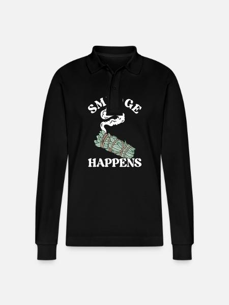 Herbs Incense Smudging Spiritual - Stanley/Stella Organic Unisex Long-Sleeved Polo Shirt Prepster - black