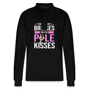 Pole Dance - Stanley/Stella Organic Unisex Long-Sleeved Polo Shirt Prepster - black - Front - Anna (173cm) & Nico (186cm)