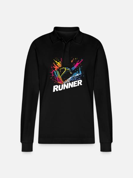City Runner Stadtläufer - Stanley/Stella Organic Unisex Long-Sleeved Polo Shirt Prepster - black