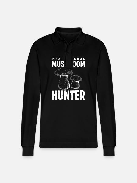 Professional mushroom picker Hunter - Stanley/Stella Organic Unisex Long-Sleeved Polo Shirt Prepster - black