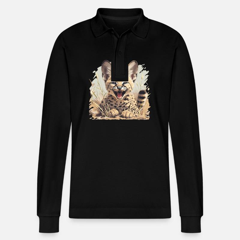 Servale Serval - Stanley/Stella Unisex Bio-Langarm-Poloshirt Prepster - Schwarz