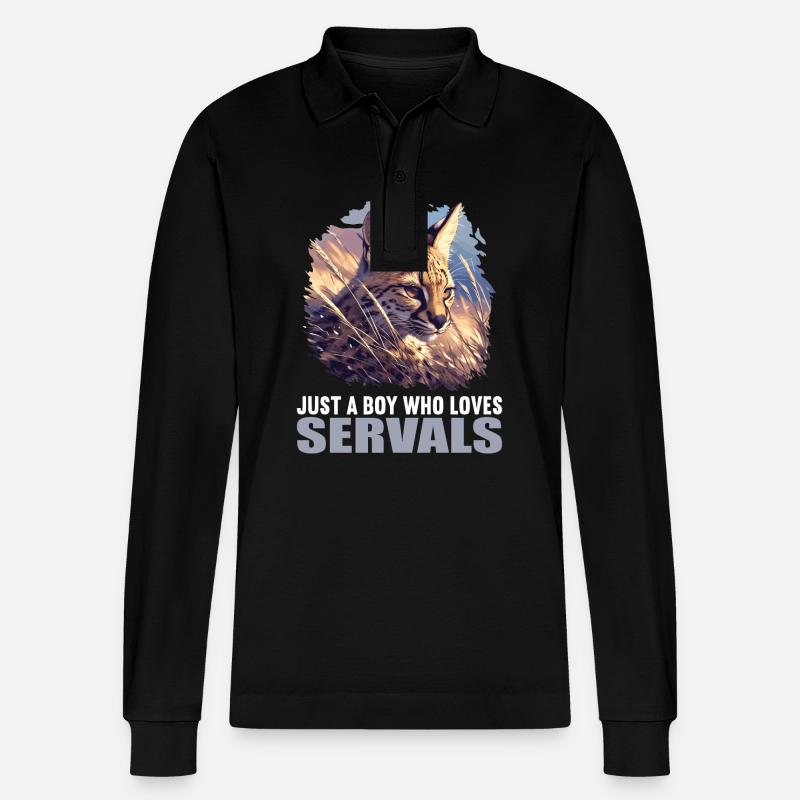Servale Serval - Stanley/Stella Unisex Bio-Langarm-Poloshirt Prepster - Schwarz