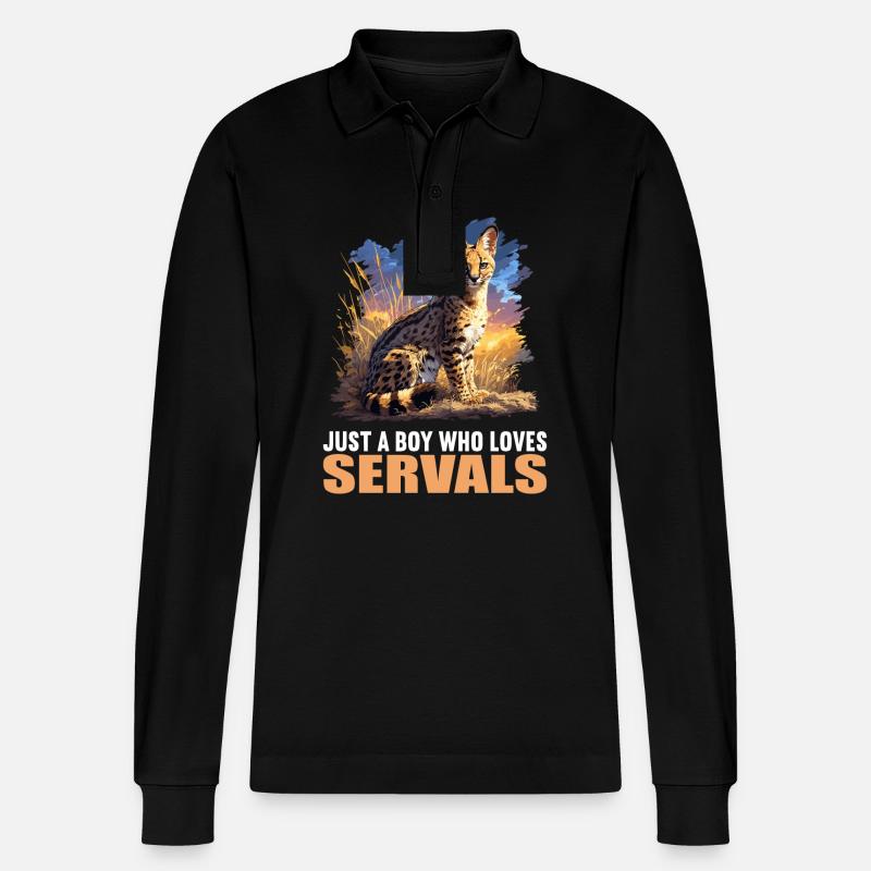 Servale Serval - Stanley/Stella Unisex Bio-Langarm-Poloshirt Prepster - Schwarz