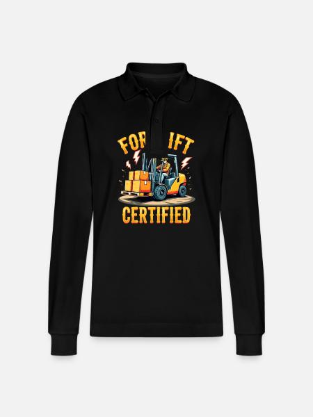 Forklift Certified Gabelstapler - Stanley/Stella Unisex Bio-Langarm-Poloshirt Prepster - Schwarz