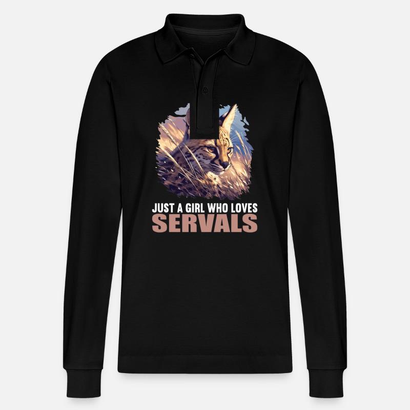 Servale Serval - Stanley/Stella Unisex Bio-Langarm-Poloshirt Prepster - Schwarz