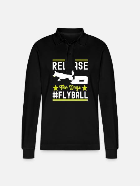 Flyball Dog Sports - Stanley/Stella Organic Unisex Long-Sleeved Polo Shirt Prepster - black