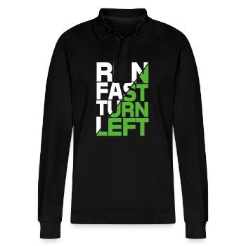Marathon Marathon Runner - Stanley/Stella Organic Unisex Long-Sleeved Polo Shirt Prepster - black - Front - Anna (173cm) & Nico (186cm)