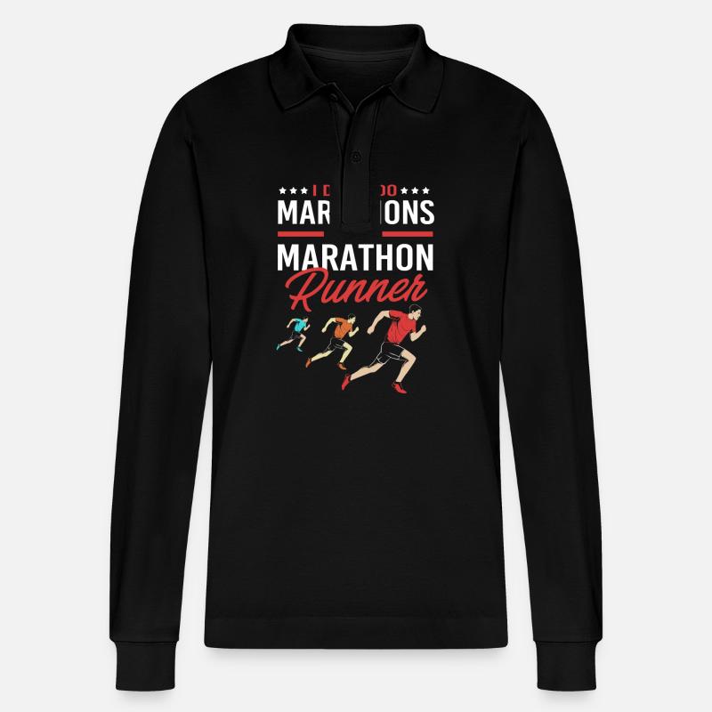 Marathon Marathonläufer - Stanley/Stella Unisex Bio-Langarm-Poloshirt Prepster - Schwarz