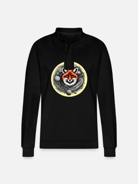 Fox Foxes Planet Planet - Stanley/Stella Organic Unisex Long-Sleeved Polo Shirt Prepster - black