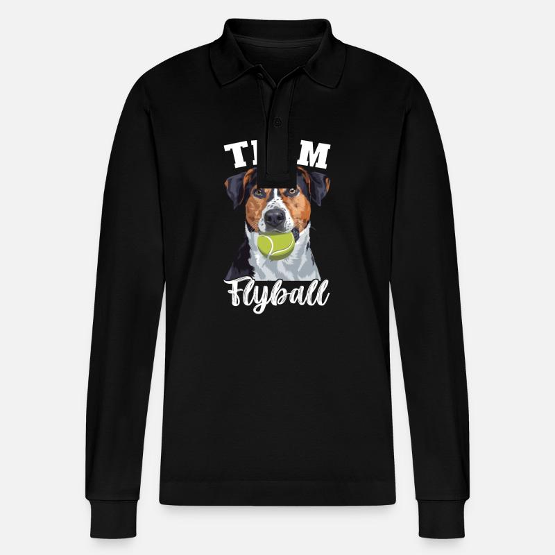 Flyball Hundesport - Stanley/Stella Unisex Bio-Langarm-Poloshirt Prepster - Schwarz