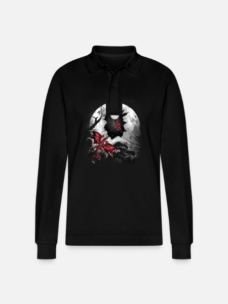 Dragon Dragon Mythical Creature Fable Fairy Tale - Stanley/Stella Organic Unisex Long-Sleeved Polo Shirt Prepster - black