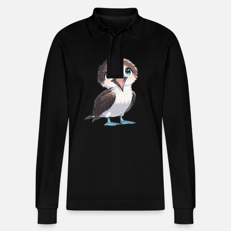 Blaufußtölpel - Stanley/Stella Unisex Bio-Langarm-Poloshirt Prepster - Schwarz