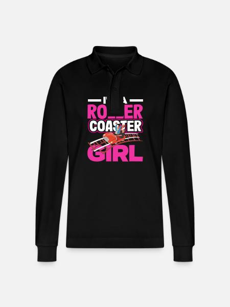 I'm a roller coaster girl - Stanley/Stella Organic Unisex Long-Sleeved Polo Shirt Prepster - black