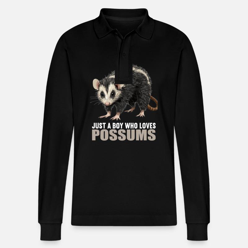 Opossum Opossums - Stanley/Stella Unisex Bio-Langarm-Poloshirt Prepster - Schwarz