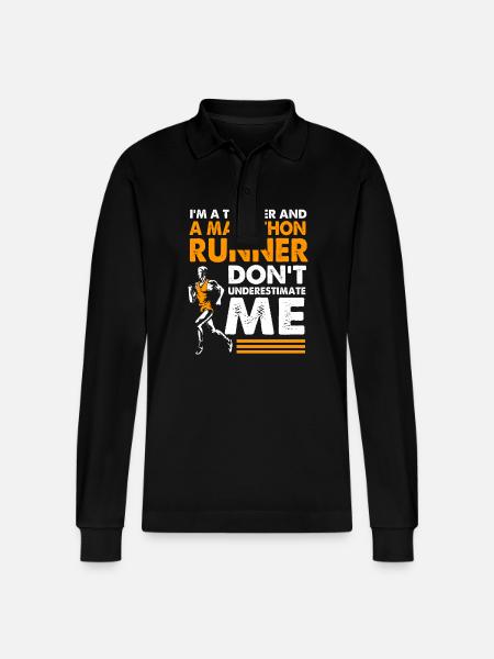 Marathon Marathon Runner - Stanley/Stella Organic Unisex Long-Sleeved Polo Shirt Prepster - black