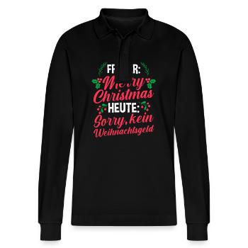 Weihnachtsmann Inflation Weihnachten - Stanley/Stella Unisex Bio-Langarm-Poloshirt Prepster - Schwarz - Vorne - Anna (173cm) & Nico (186cm)