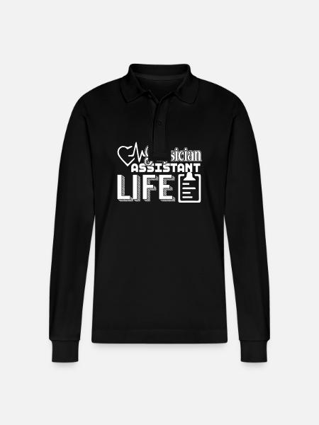 Funny Physician Assistant Life - Stanley/Stella Organic Unisex Long-Sleeved Polo Shirt Prepster - black