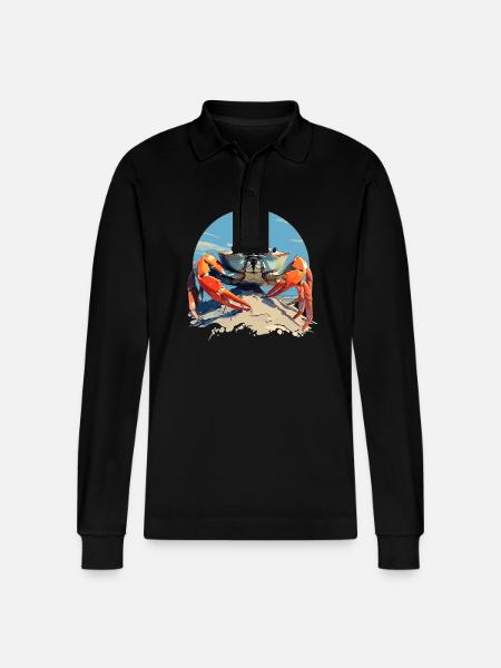 Crab Crab - Stanley/Stella Organic Unisex Long-Sleeved Polo Shirt Prepster - black