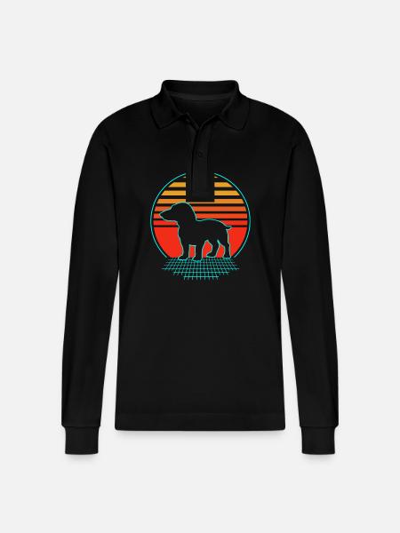 Dachshund - Stanley/Stella Organic Unisex Long-Sleeved Polo Shirt Prepster - black