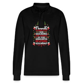 Weihnachtsmann Inflation Weihnachten - Stanley/Stella Unisex Bio-Langarm-Poloshirt Prepster - Schwarz - Vorne - Anna (173cm) & Nico (186cm)