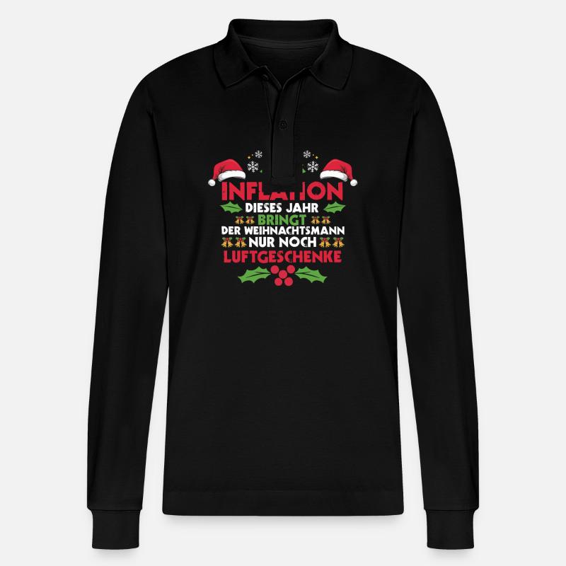 Weihnachtsmann Inflation Weihnachten - Stanley/Stella Unisex Bio-Langarm-Poloshirt Prepster - Schwarz