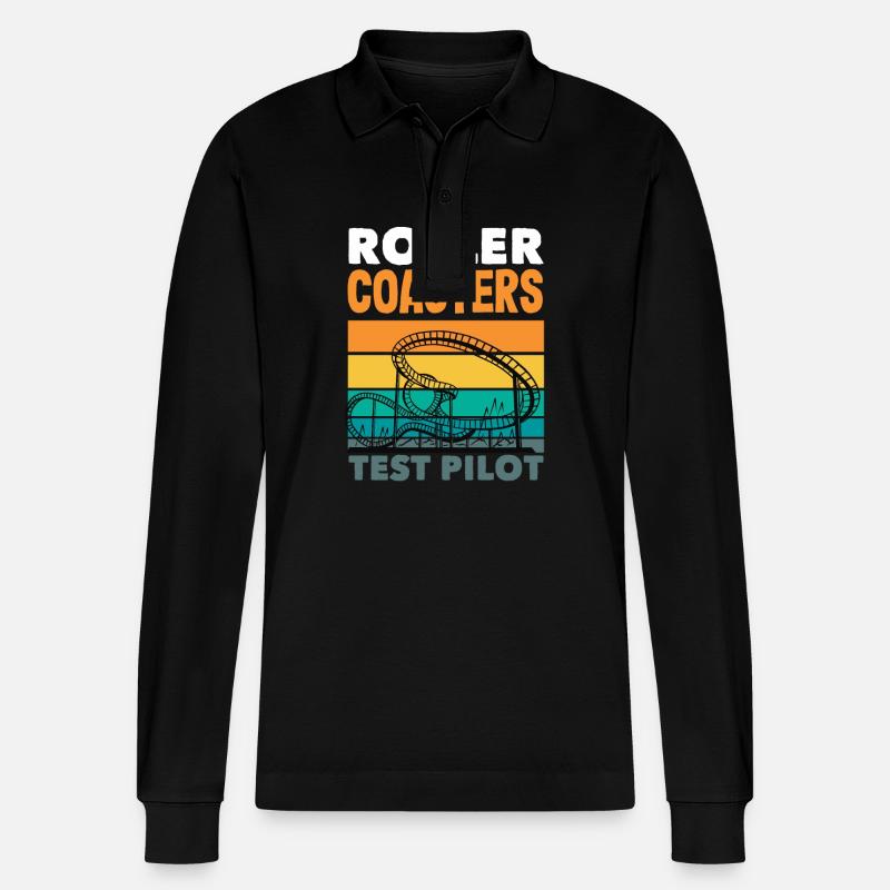Achterbahn Testpilot Abenteuer - Stanley/Stella Unisex Bio-Langarm-Poloshirt Prepster - Schwarz