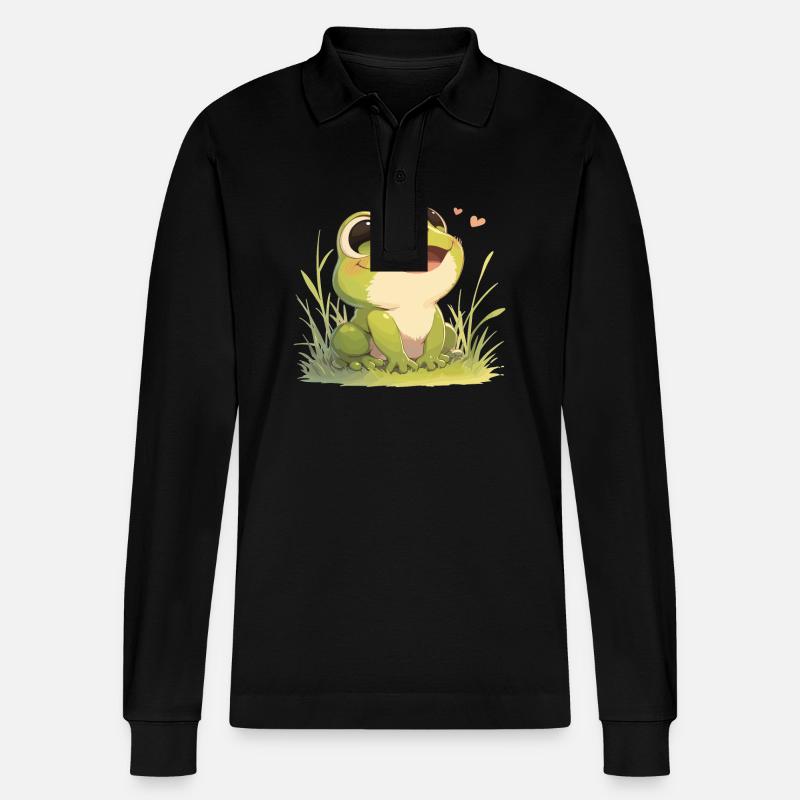 Frosch Frösche - Stanley/Stella Unisex Bio-Langarm-Poloshirt Prepster - Schwarz