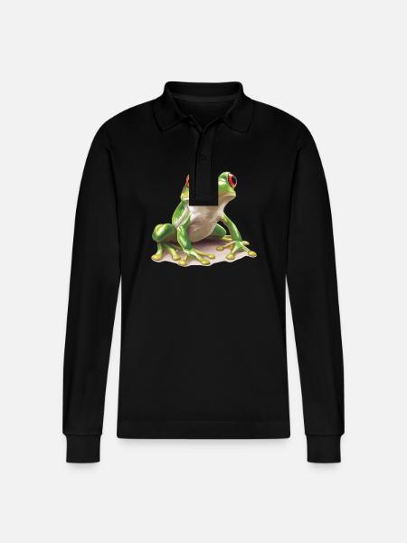 Frog Frogs - Stanley/Stella Organic Unisex Long-Sleeved Polo Shirt Prepster - black