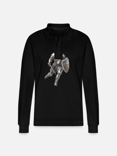 KNIGHT ARMOR SWORD - Stanley/Stella Organic Unisex Long-Sleeved Polo Shirt Prepster - black
