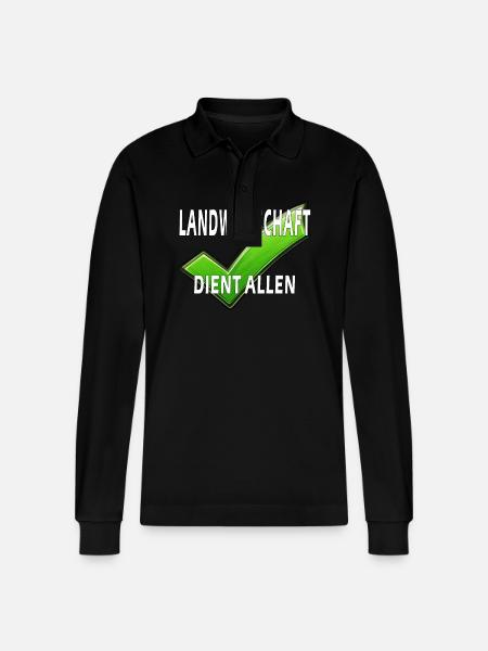 AGRICULTURE SERVES EVERYONE - Stanley/Stella Organic Unisex Long-Sleeved Polo Shirt Prepster - black