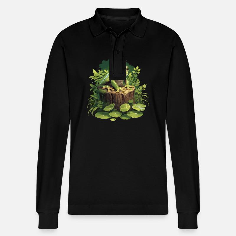 Frosch Frösche - Stanley/Stella Unisex Bio-Langarm-Poloshirt Prepster - Schwarz