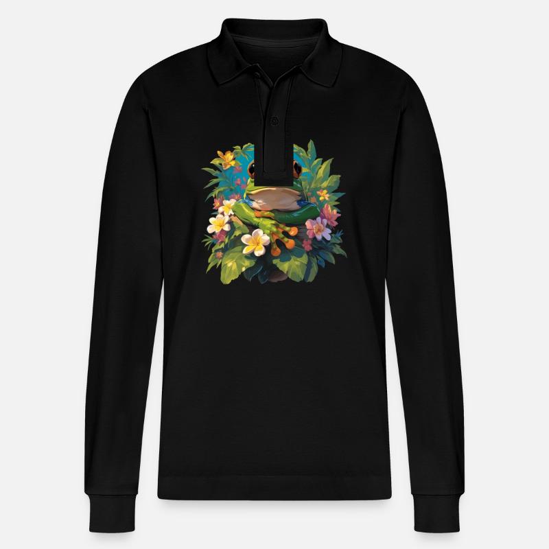 Frosch Frösche - Stanley/Stella Unisex Bio-Langarm-Poloshirt Prepster - Schwarz