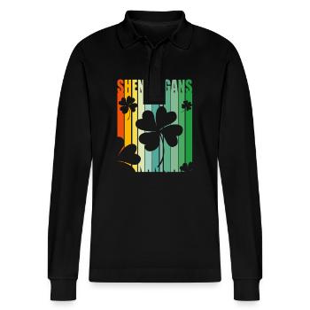 Shenanigan - Stanley/Stella Organic Unisex Long-Sleeved Polo Shirt Prepster - black - Front - Anna (173cm) & Nico (186cm)