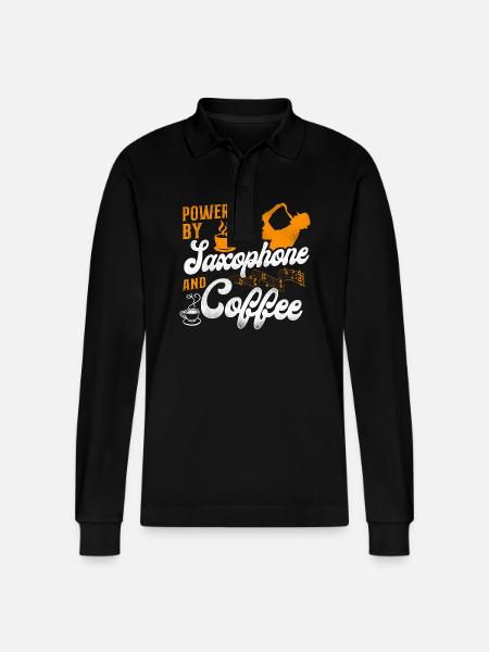 Saxophone Coffee Powered By - Stanley/Stella Organic Unisex Long-Sleeved Polo Shirt Prepster - black
