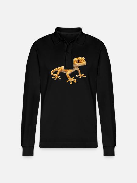 Geckos Gecko - Stanley/Stella Organic Unisex Long-Sleeved Polo Shirt Prepster - black