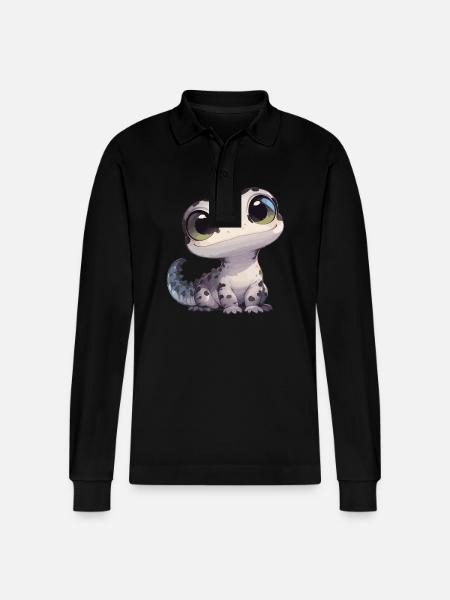 Geckos Gecko - Stanley/Stella Organic Unisex Long-Sleeved Polo Shirt Prepster - black