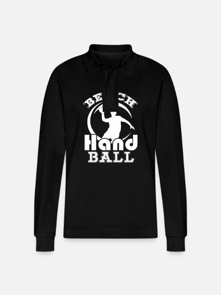 Funny Beach Handball - Stanley/Stella Organic Unisex Long-Sleeved Polo Shirt Prepster - black