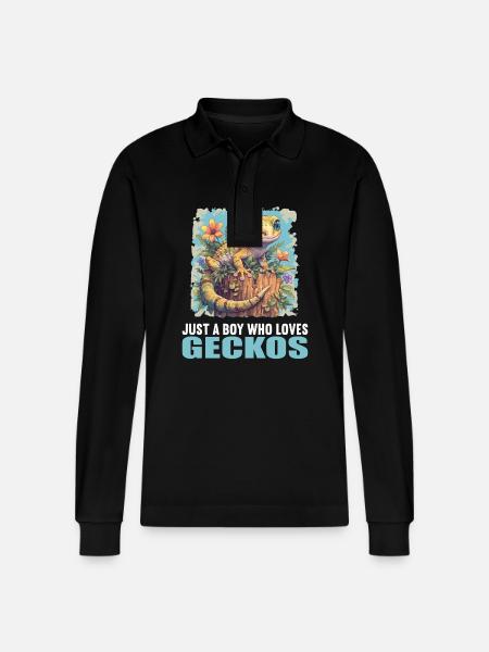 Geckos Gecko - Stanley/Stella Organic Unisex Long-Sleeved Polo Shirt Prepster - black