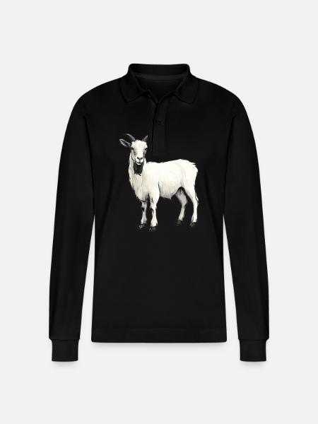 goats goat - Stanley/Stella Organic Unisex Long-Sleeved Polo Shirt Prepster - black