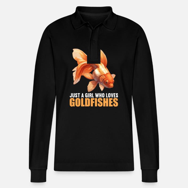 Goldfische Goldfisch - Stanley/Stella Unisex Bio-Langarm-Poloshirt Prepster - Schwarz